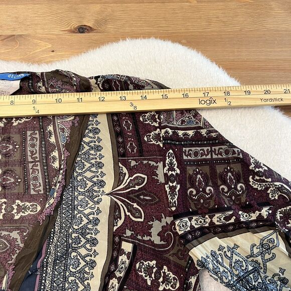 Delia’s Womens Boho 3/4 Sleeve Top Blouse Low V Neck Chiffon Top Made in US Sz M - Picture 11 of 13